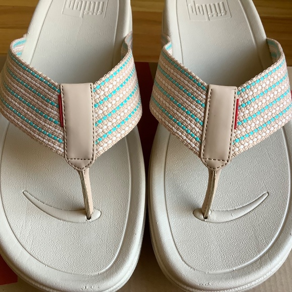 Fitflop Surfer Weave Striped Men’s Toe-Post Sandal Sandstone - Picture 4 of 16